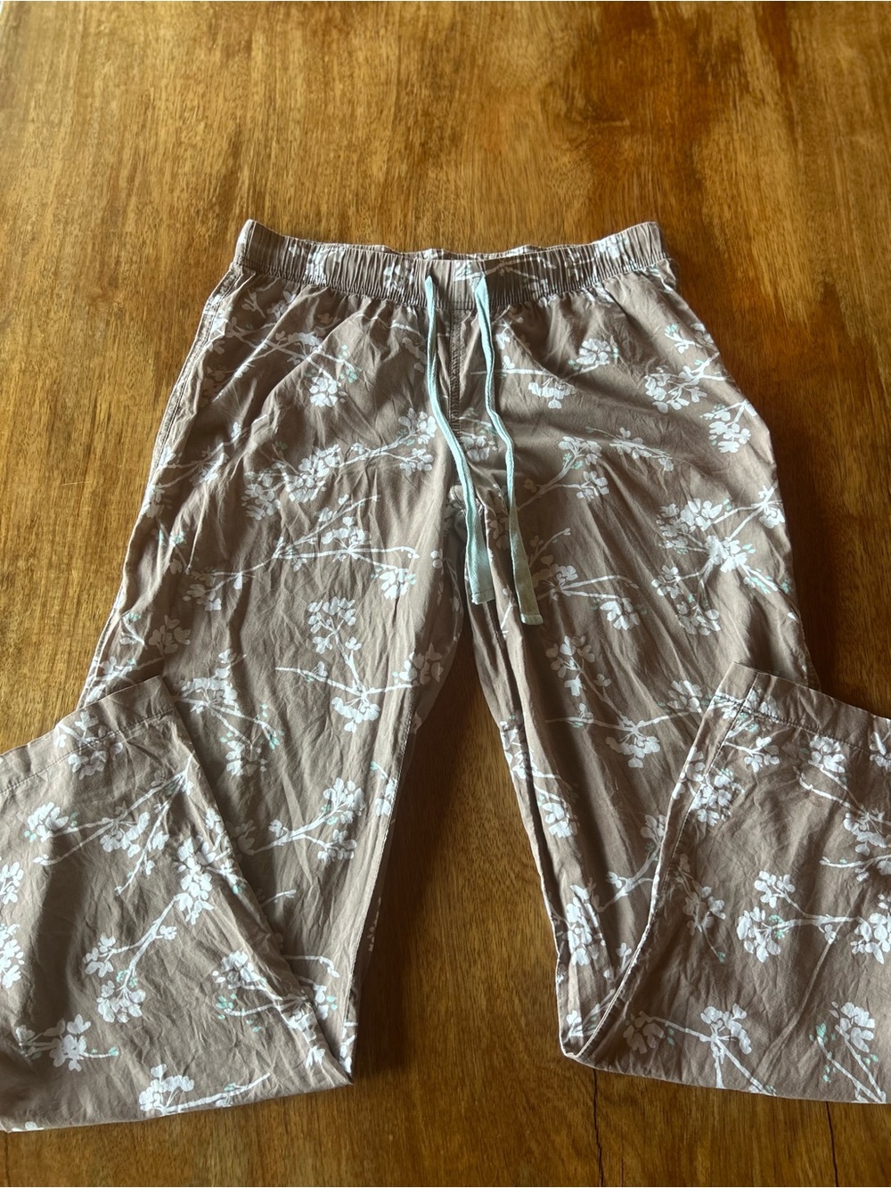 Brown Floral 100% Cotton Pajama Pant Small Cottagecore Grandmacore Soft Girl Y2K